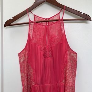 BCBG dress.  Coral lace with pleated skirt.  Size 2.